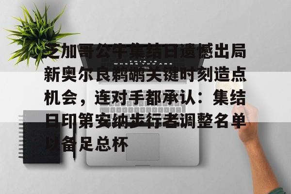 九游娱乐登录入口-芝加哥公牛集结日遗憾出局新奥尔良鹈鹕关键时刻造点机会，连对手都承认：集结日印第安纳步行者调整名单以备足总杯的简单介绍